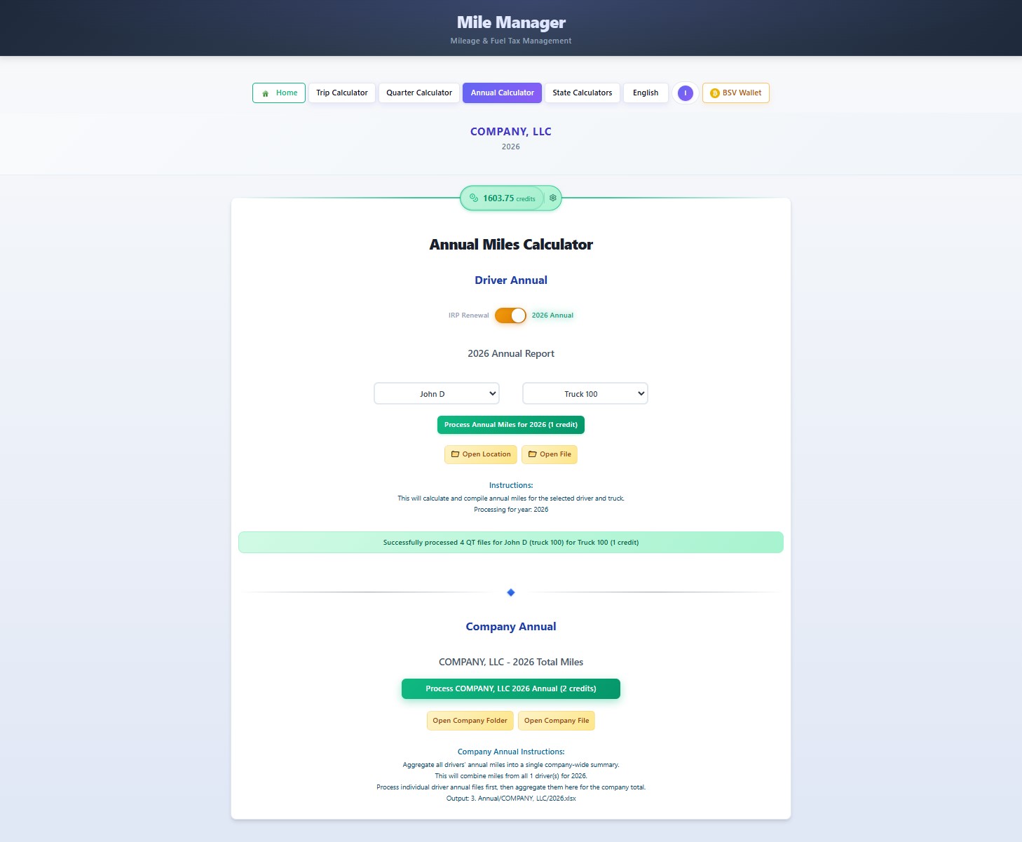 Annual Summary - Year-end totals
