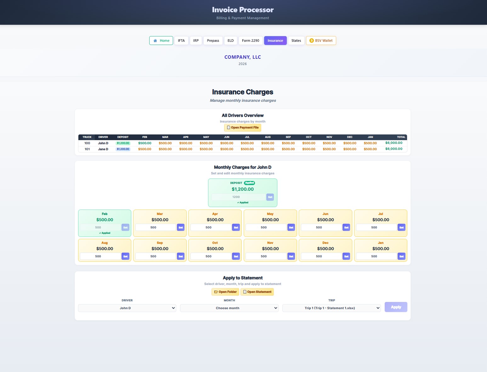 Driver Statements - Payment summaries